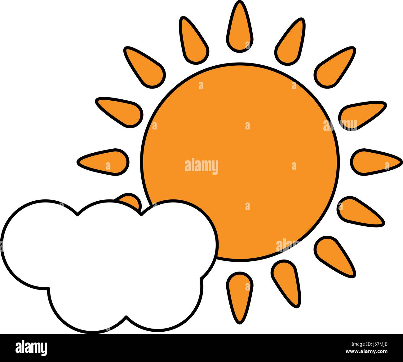 color silhouette image cartoon sun and cloud weather icon Stock Vector ...