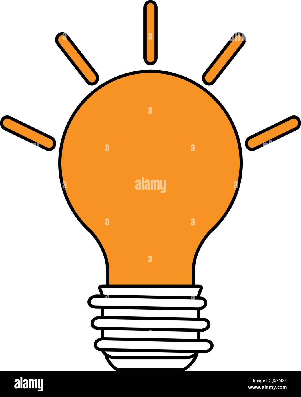 color silhouette image cartoon light bulb with brigntness rays Stock ...