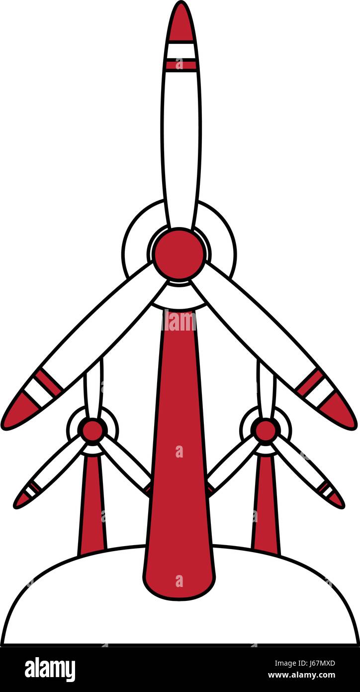 color silhouette image cartoon set wind turbine eolic energy Stock ...