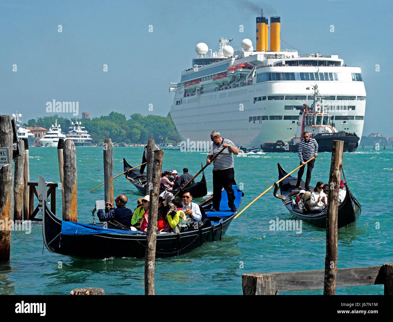 Costa cruise ship leaving Venice lagoon. Stock Photo
