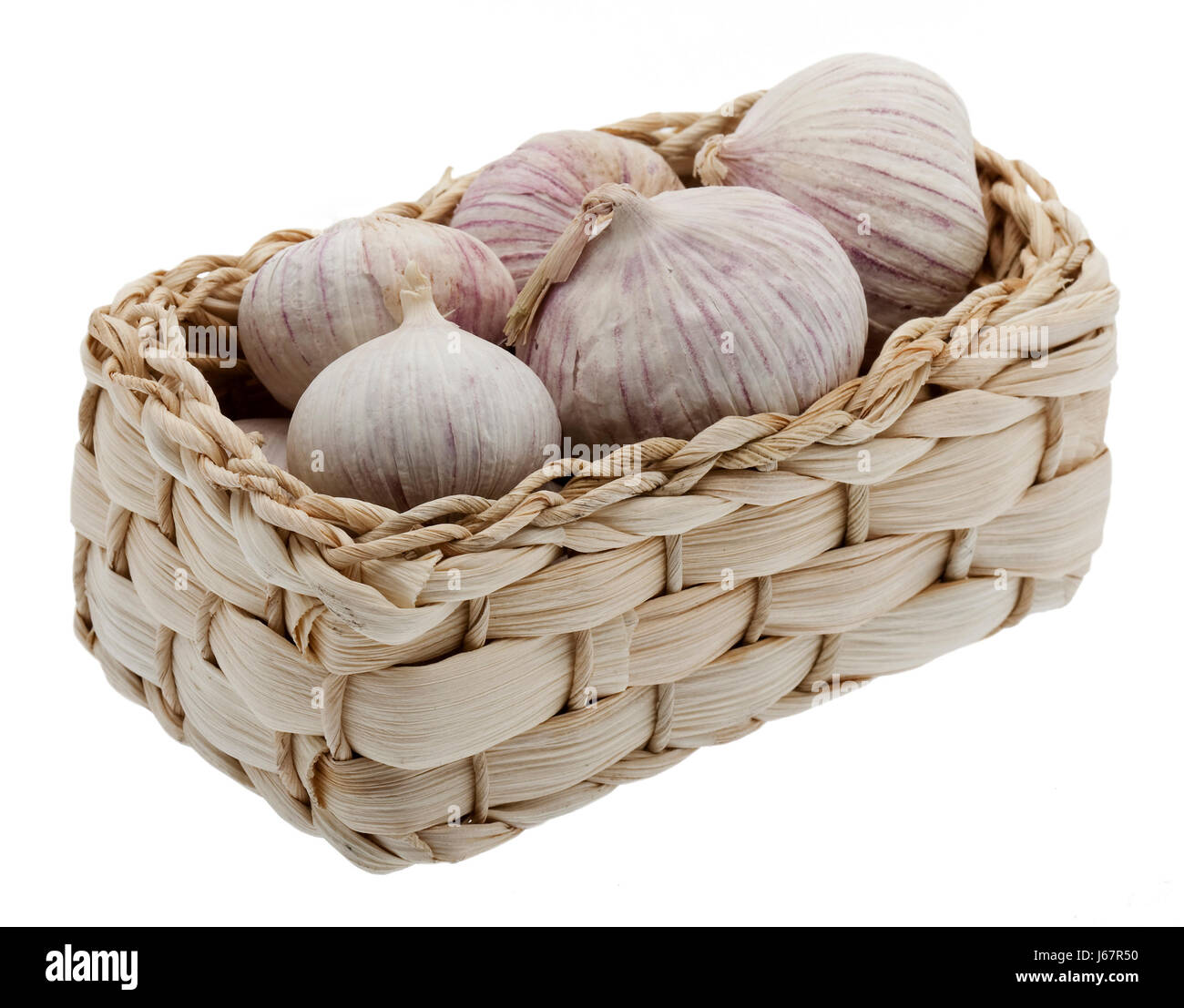garlic in small basket Stock Photo