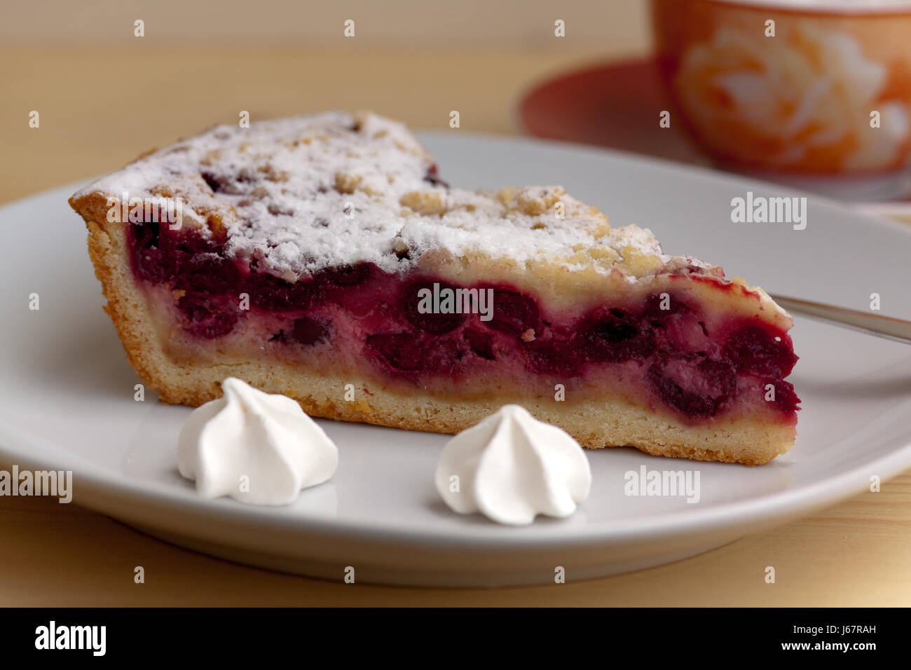 cherry cake with coffee-cappuccino Stock Photo