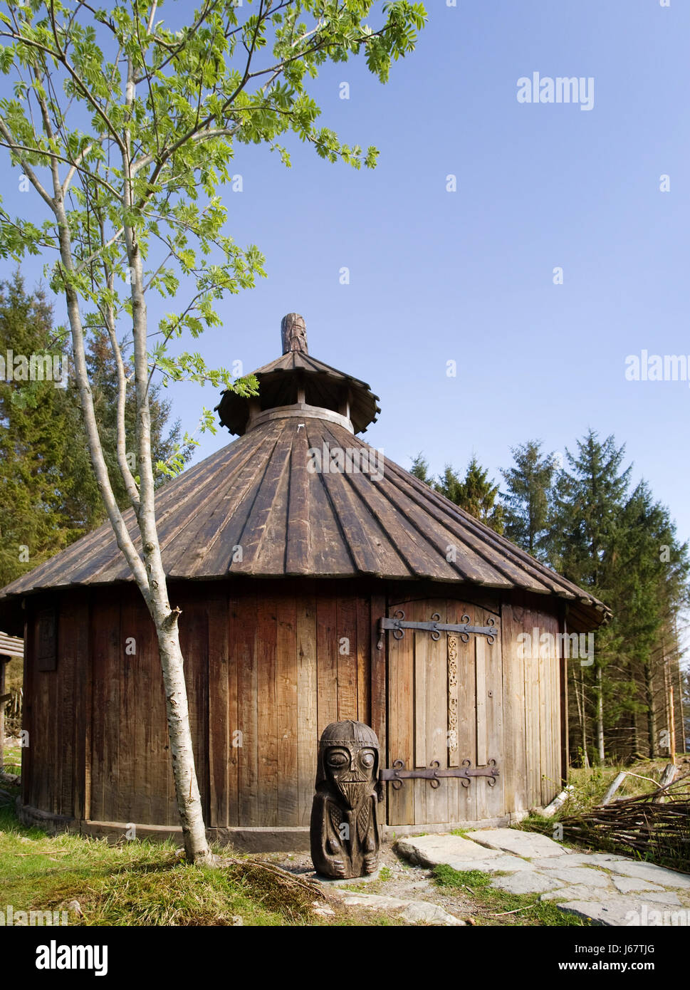 religion religious church god statue wood tourism sweden denmark norway style Stock Photo