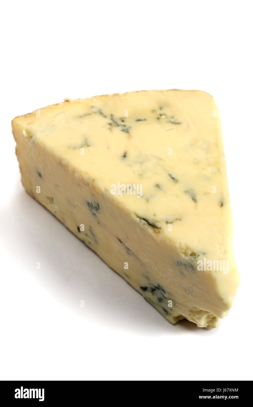 wedge gourmet cheese british english dairy produce fabricate blue vertical Stock Photo