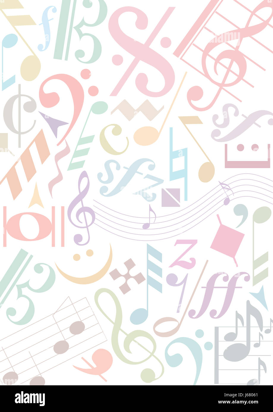 colored music notes on white Stock Photo - Alamy