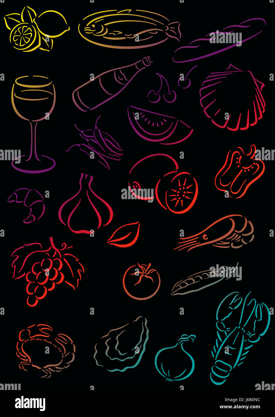 food icons with gradient Stock Photo - Alamy
