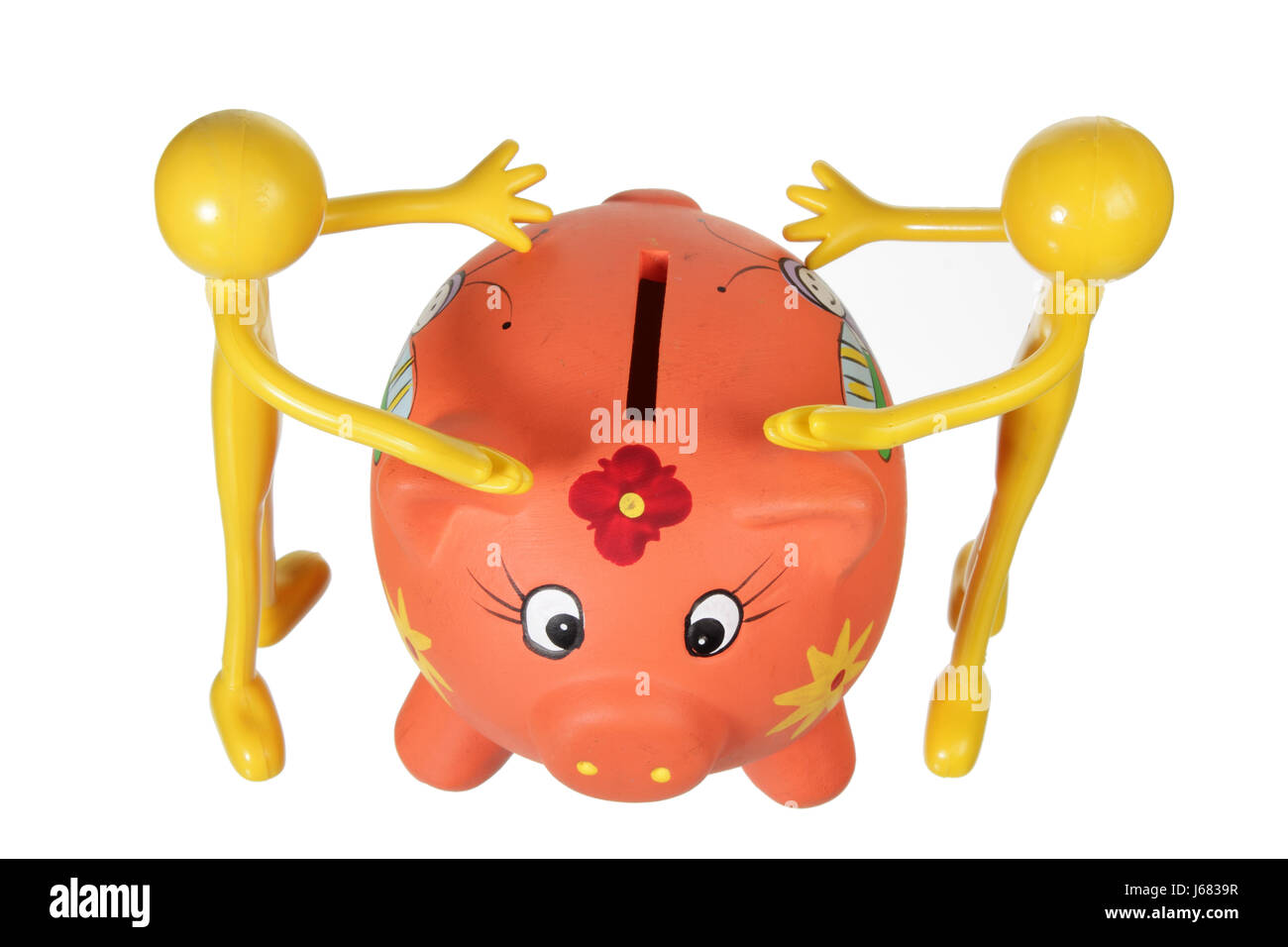 Piggy Bank and Figures on White Background Stock Photo - Alamy