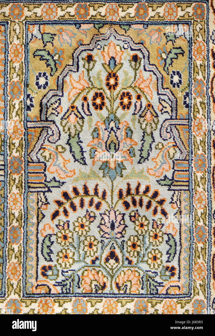 Handmade woven rug, oriental craft in Jaipur, Rajasthan, India on February 16, 2016 Stock Photo