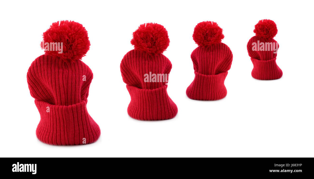 red woolly hats Stock Photo