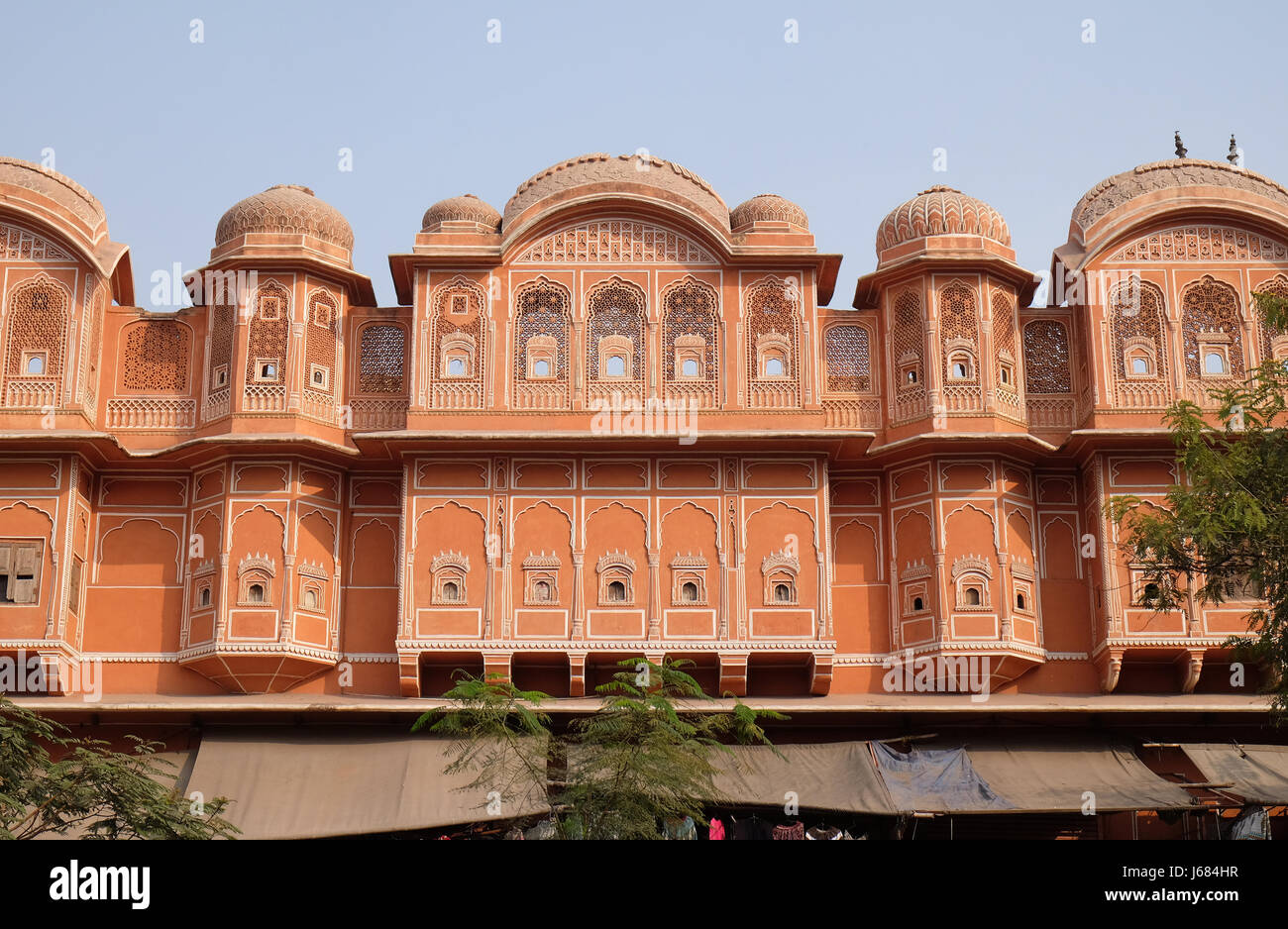 Detail of traditional house in Jaipur, Rajasthan, India. Jaipur is the
