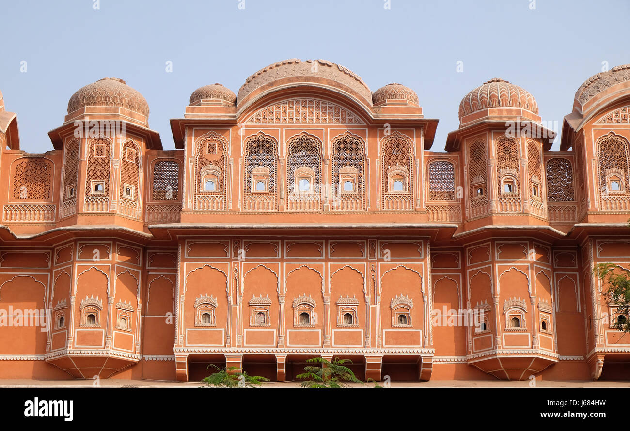 Detail of traditional house in Jaipur, Rajasthan, India. Jaipur is the