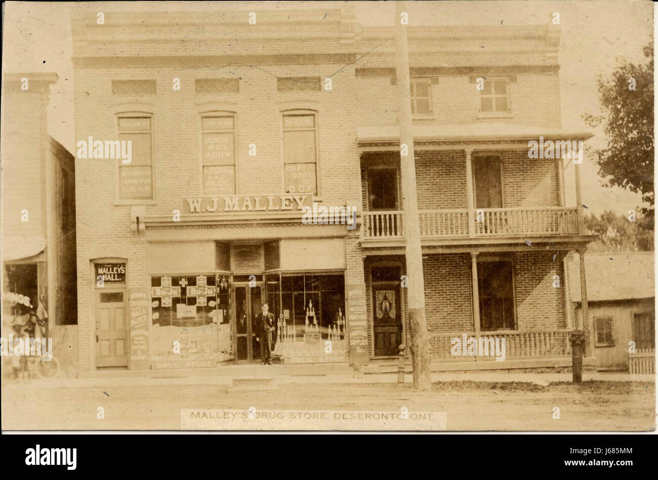 'Malley's Drug Store, Deseronto, Ont.' Stock Photo