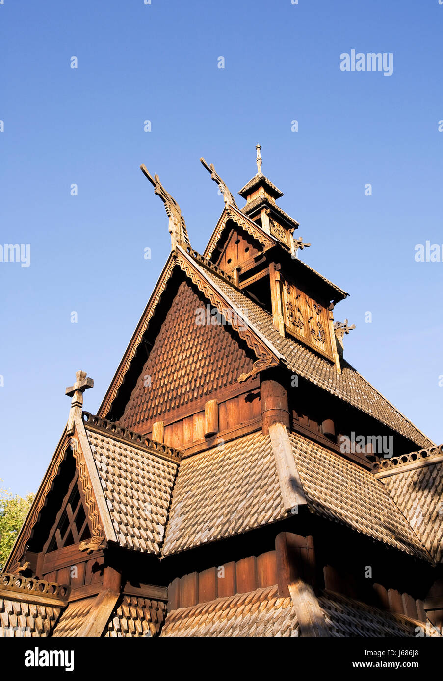 detail religion church temple wood europe norway style of construction Stock Photo