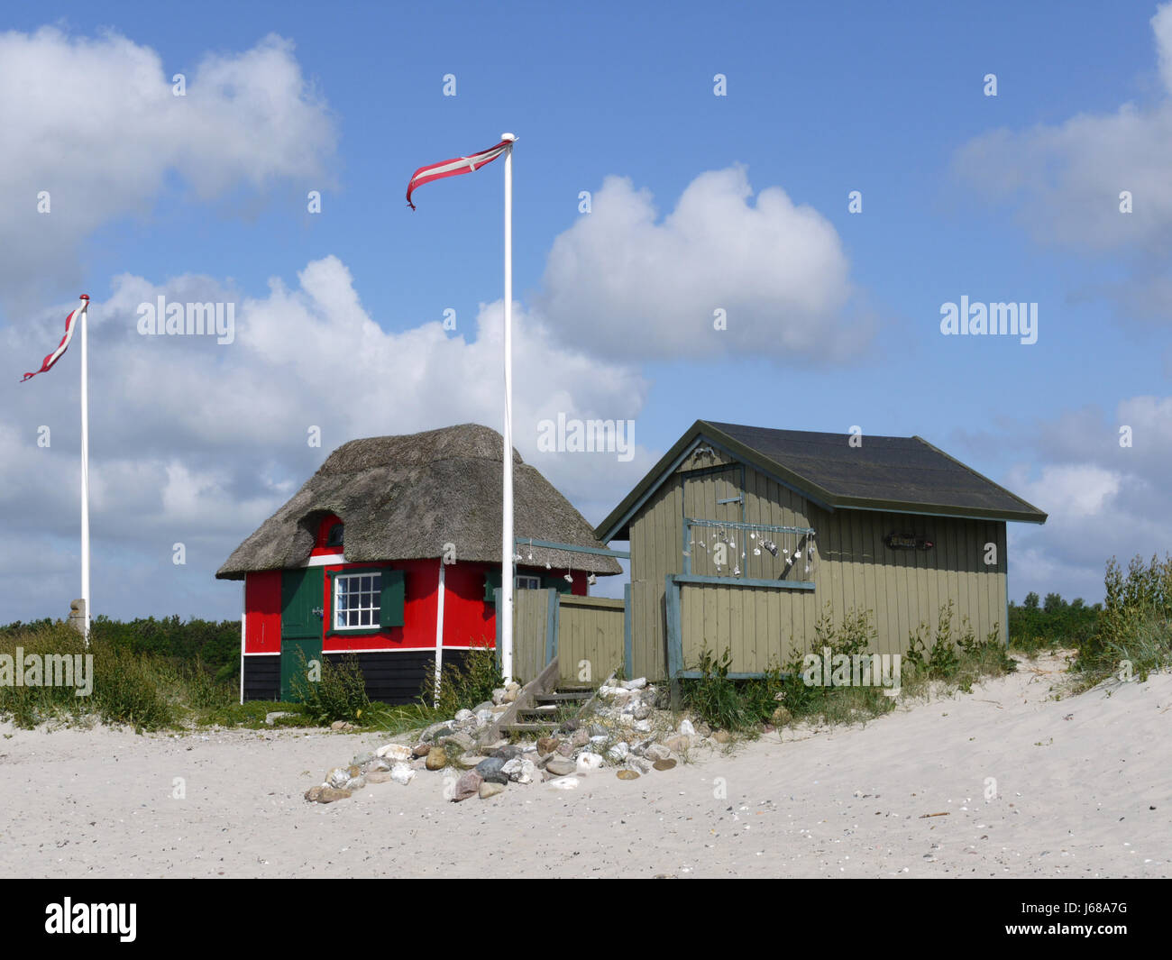 beach huts on r Stock Photo