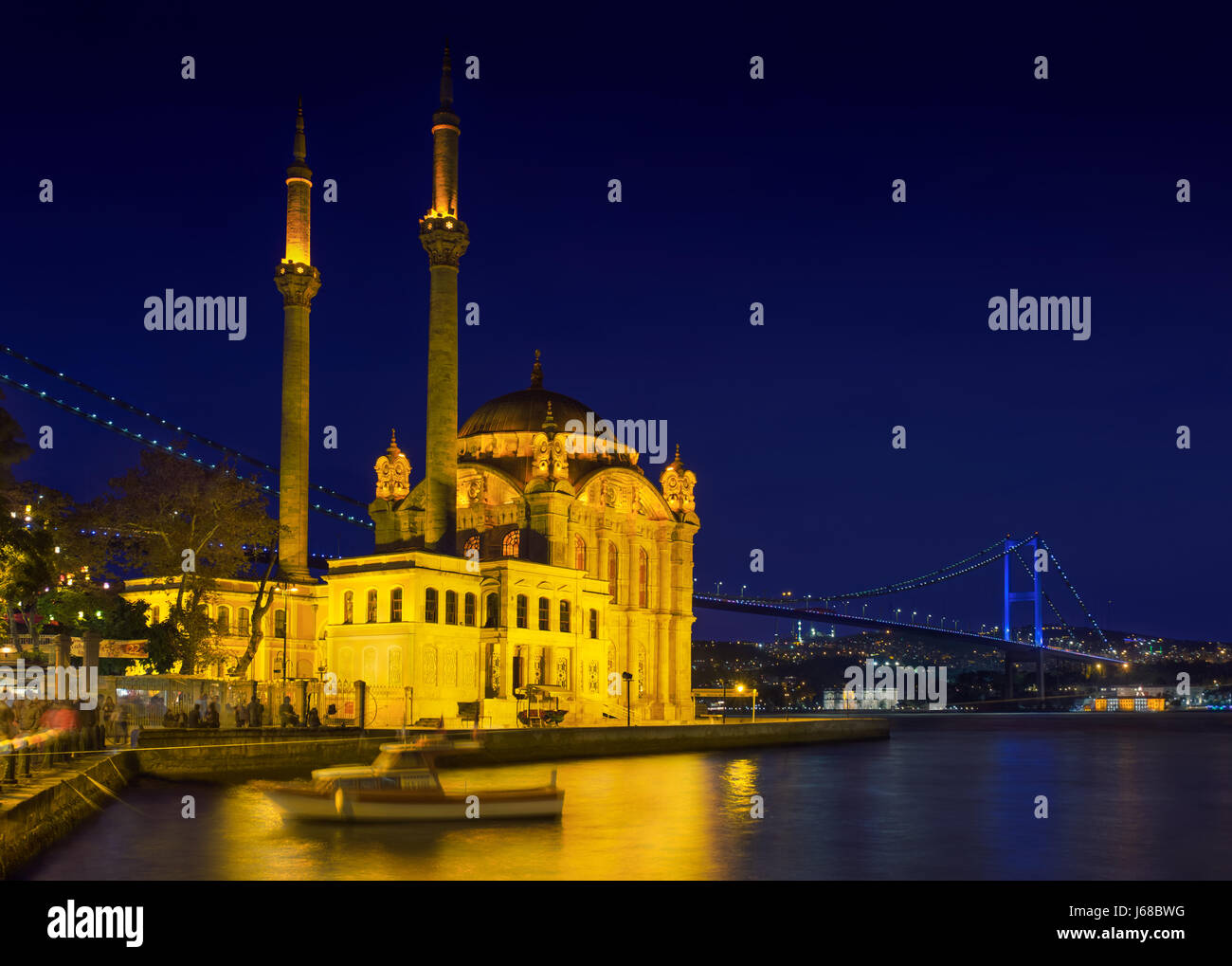 Mosque Ortakoy at the blue hour Stock Photo