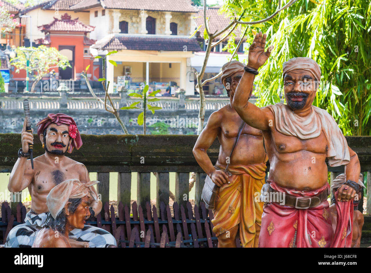 Bali, Indonesia - April 30, 2017 : Traditional statues at Pura Taman Ayun temple, a compound of traditional Balinese temple and garden in Mengwi, Badu Stock Photo