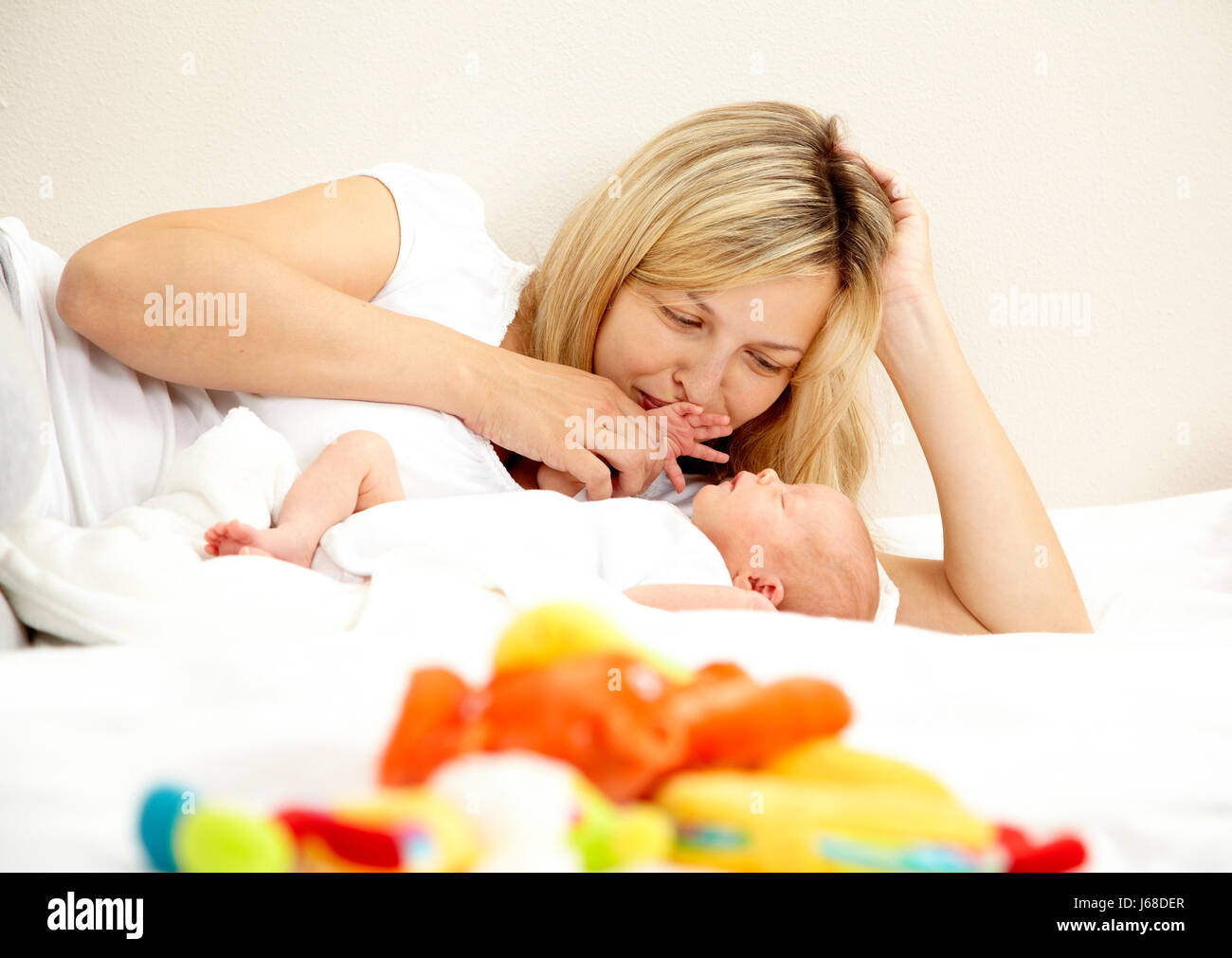 2 week old baby with mom Stock Photo Alamy
