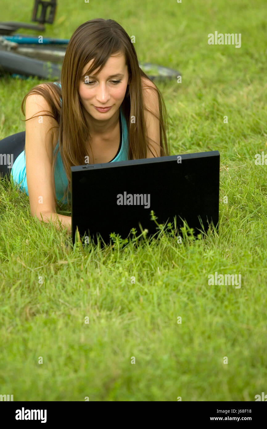 Using Computer Outside woman laptop notebook computers computer outdoor student facilitate ...