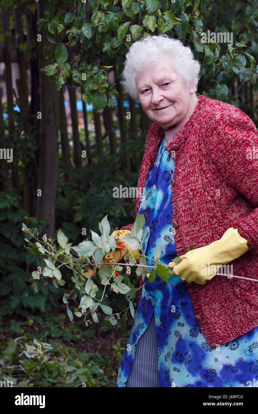 woman garden granny seniors senior citizens the elderly elderly people elderly Stock Photo