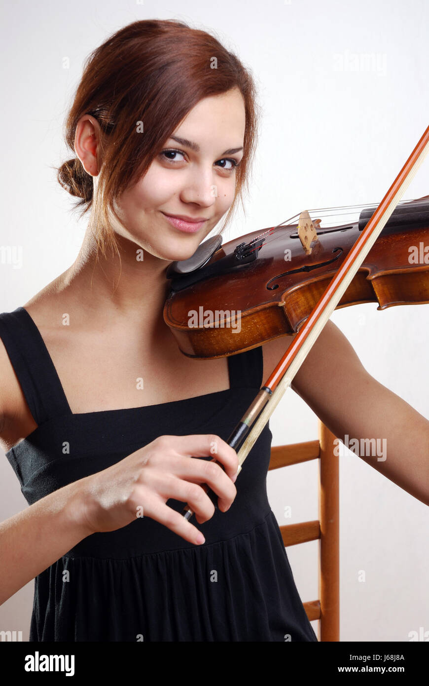 young woman with violin Stock Photo - Alamy