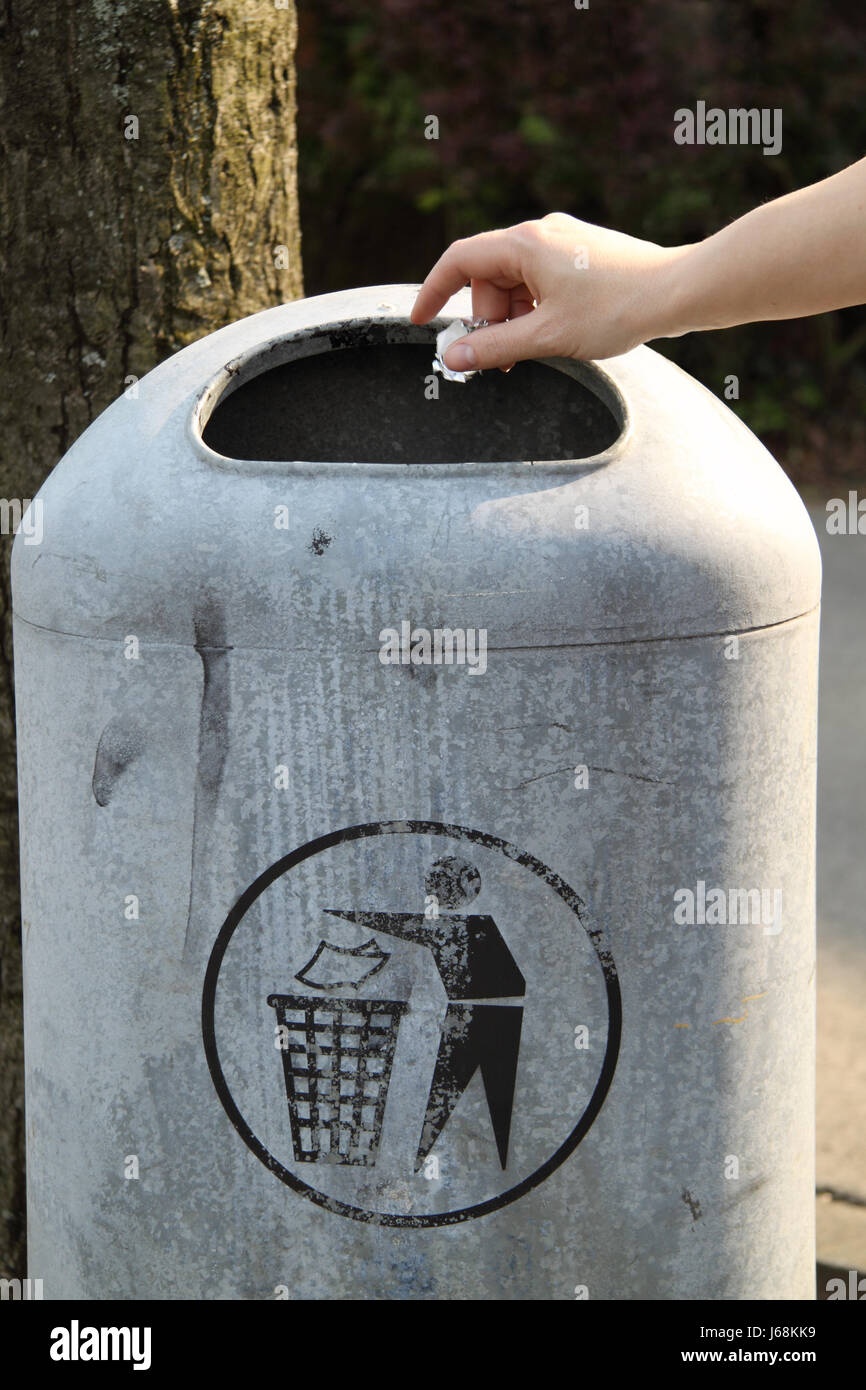 hand cleanliness trash garbage can disposal mull refuse throw away