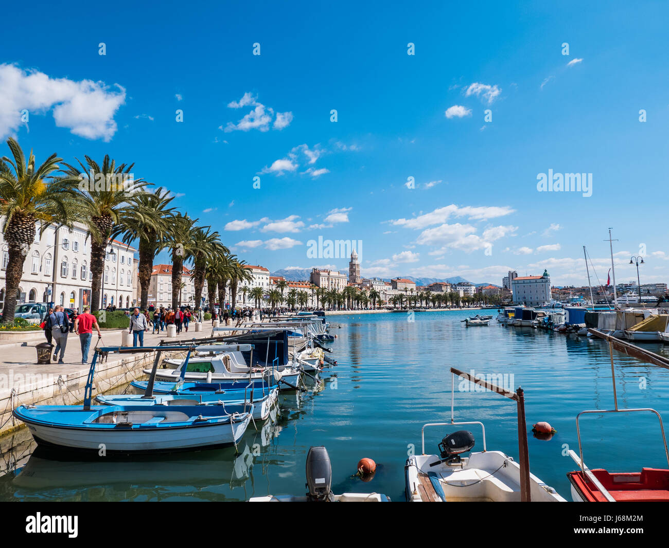 Split, Croatia - 27 March 2016 - Split, Croatia, on a sunny day with blue sky above. Stock Photo