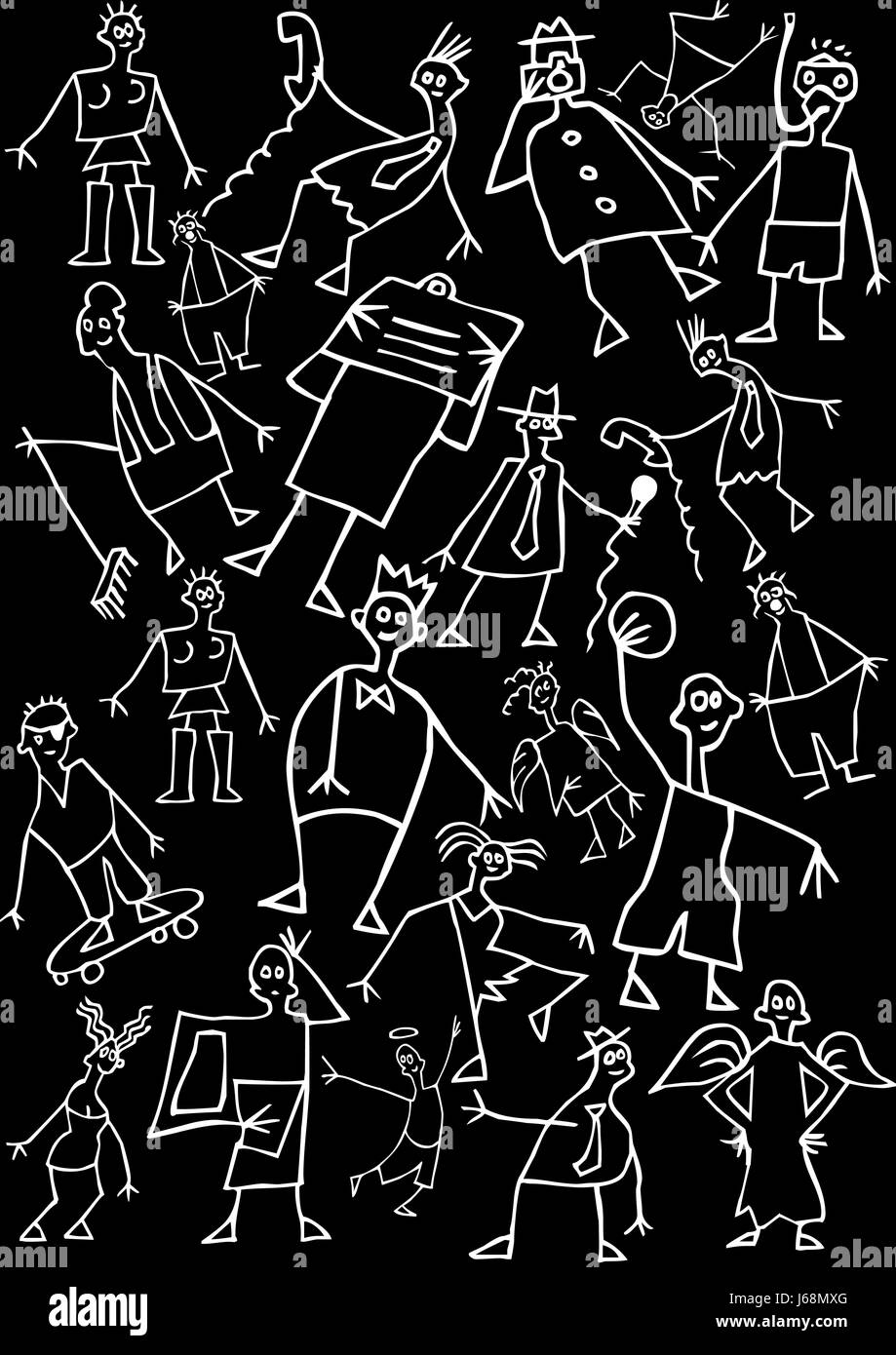 black with white figure outlined Stock Photo