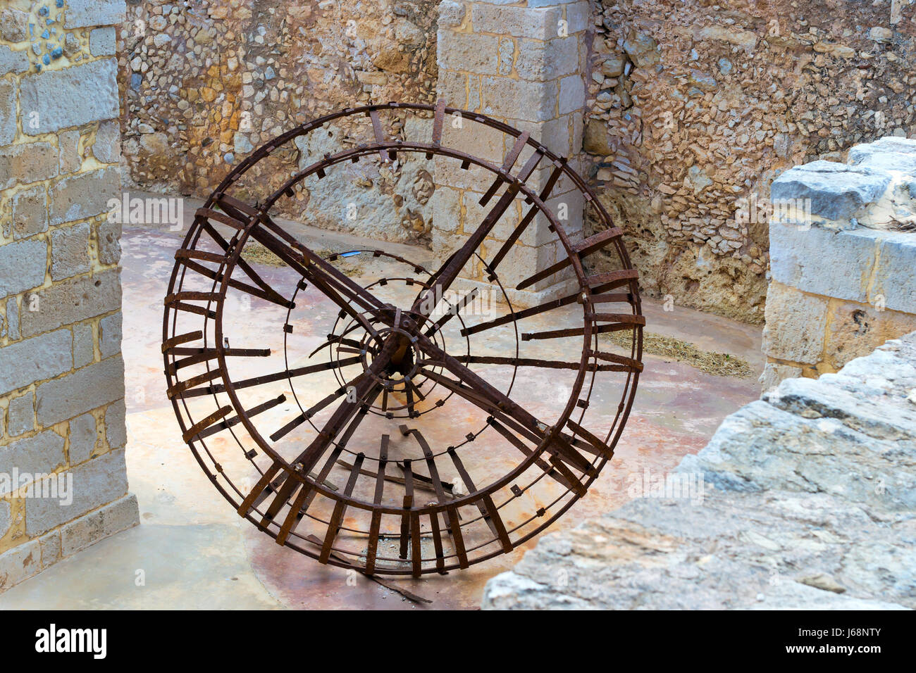 Remains of old rusty clock mechanism in basement in Fortezza Castle ...