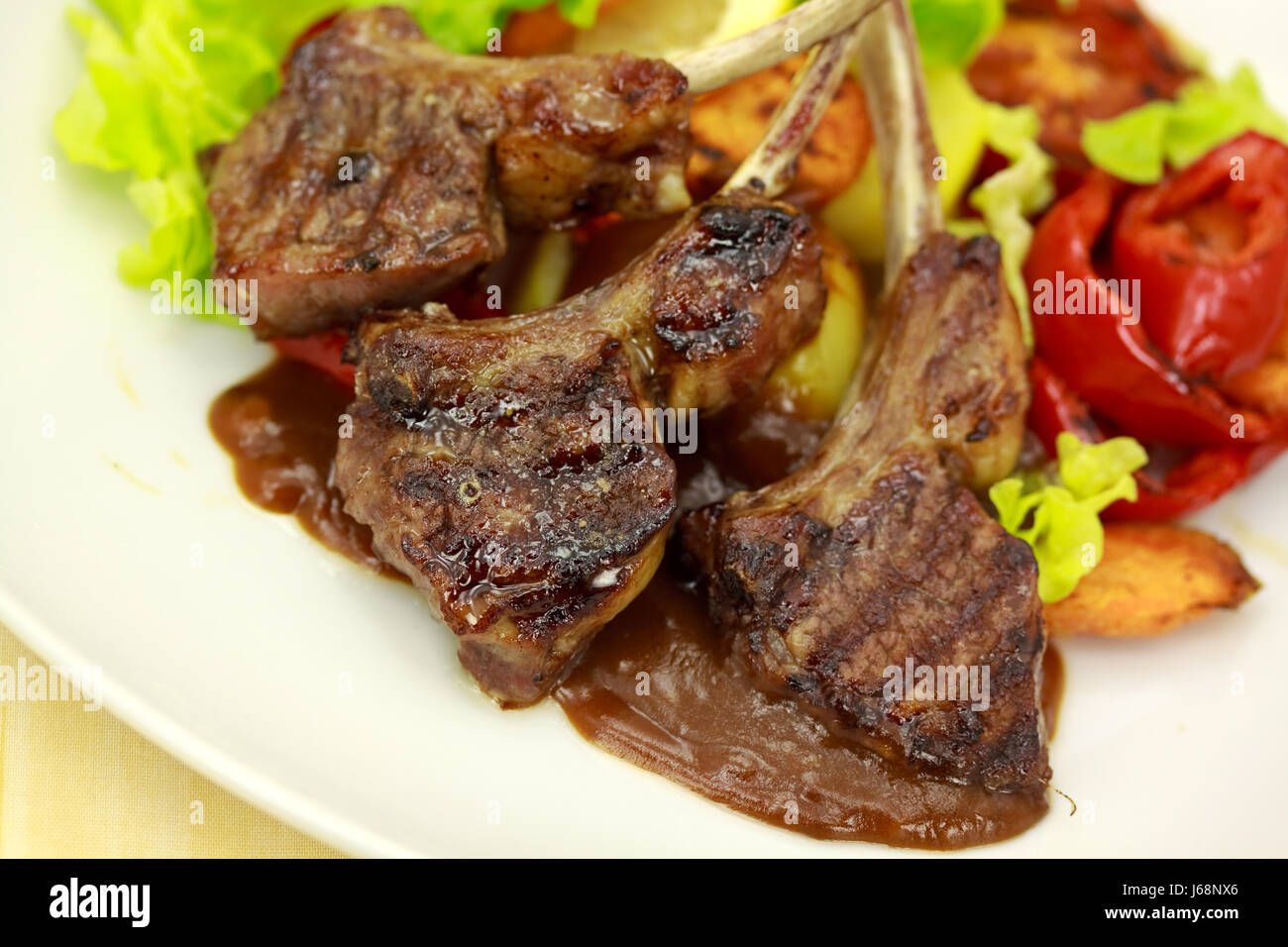 lamb medallions - fillet with vegetables,ge Stock Photo