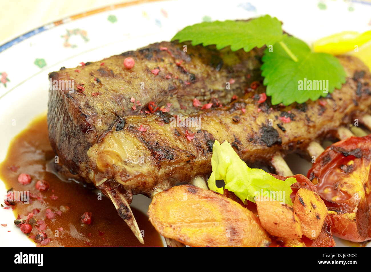 lamb medallions - fillet with vegetables,ge Stock Photo