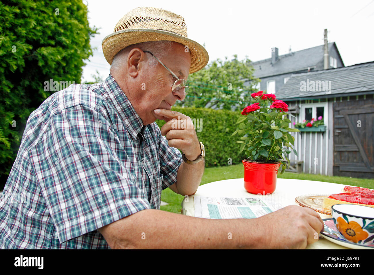 senior in the garden Stock Photo - Alamy