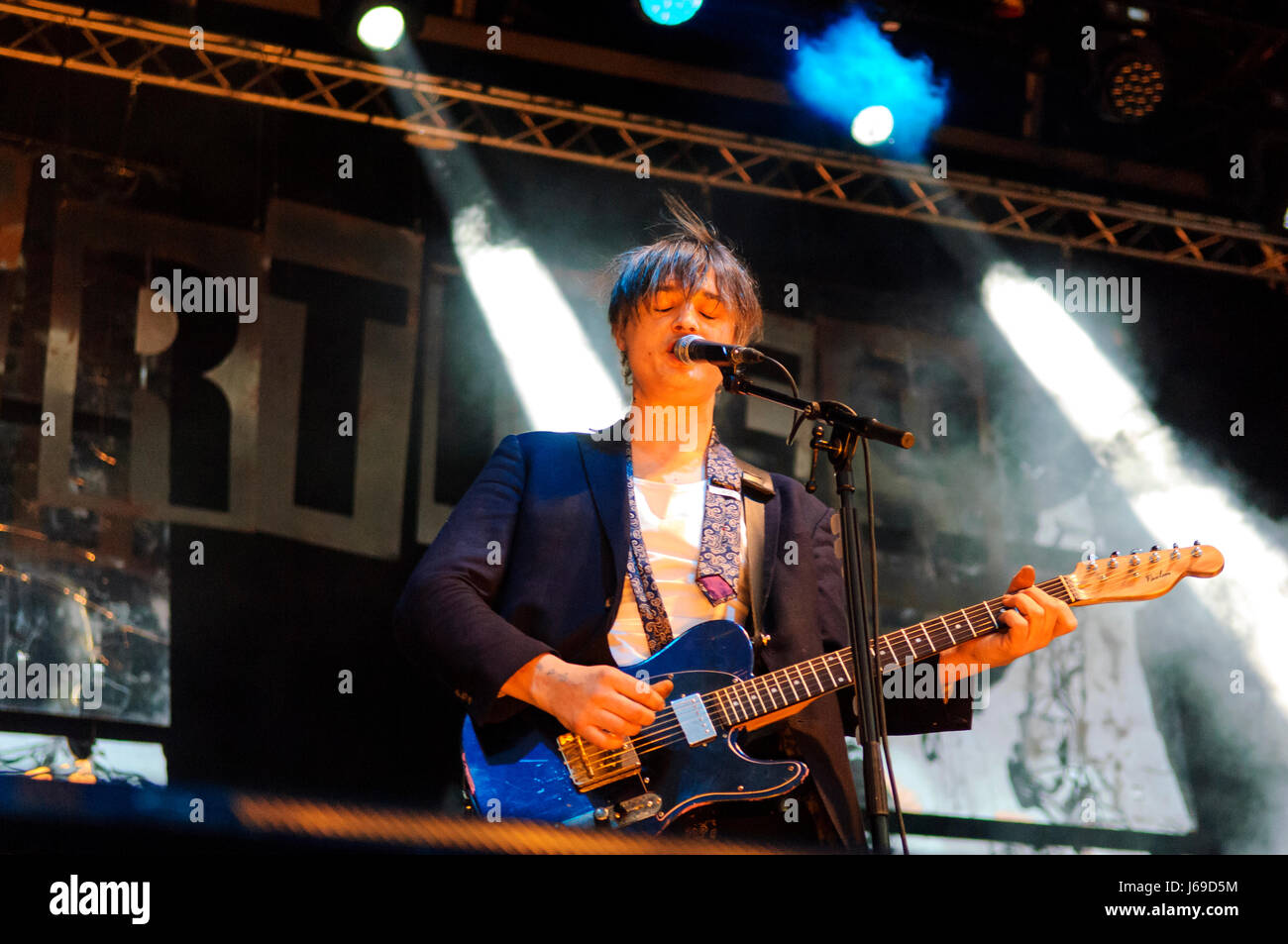 Wirral, UK. 20th May 2017.  For their first concert of 2017, Pete Doherty performs with his band, The Libertines, at Wirral Live, a huge 3 day concert at Prenton Park, Wirral.  The concert is being headlined by Madness on Friday, The Libertines on Saturday, and Little Mix on Sunday.  Supporting artists are Courts, The Rhythm Method, The Farm, The Humingbirds, The Coral, Anton Powers, Bronnie, Mic Lowry and Conor Maynard. © Paul Warburton Stock Photo