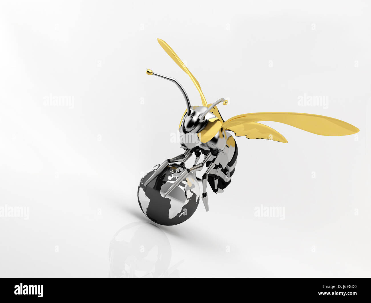 insect queen globe planet earth world invasion robot automatic machine bee Stock Photo