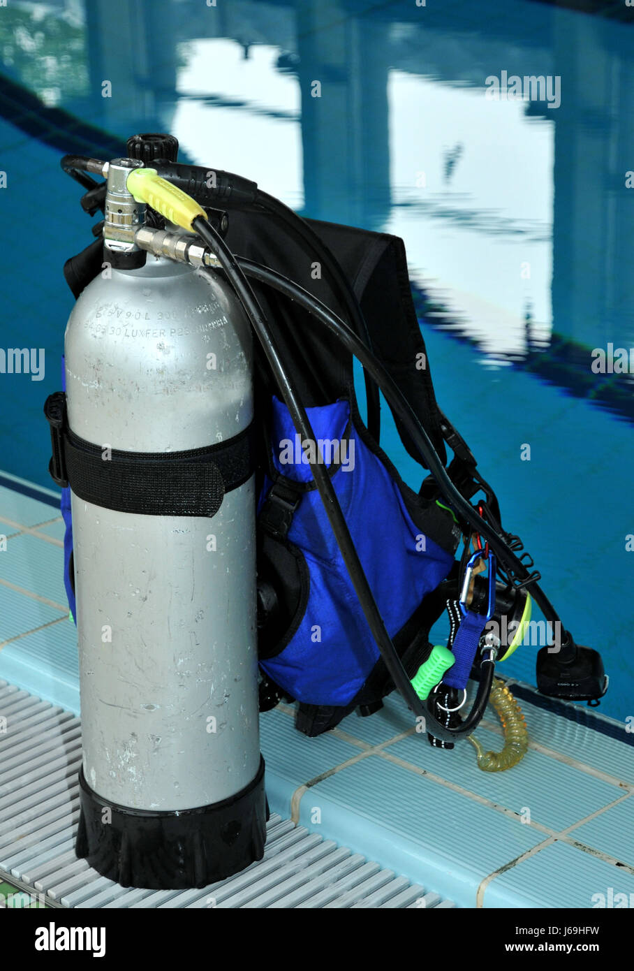 dive diving sports indoor swimming pool diving outfit compressed air public Stock Photo Alamy