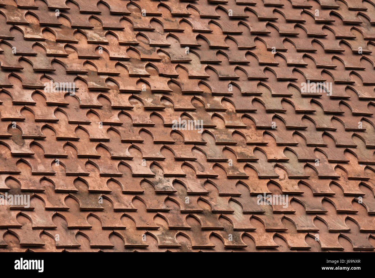 tile romania rooftop transylvania detail brick tile romania rooftop Stock Photo