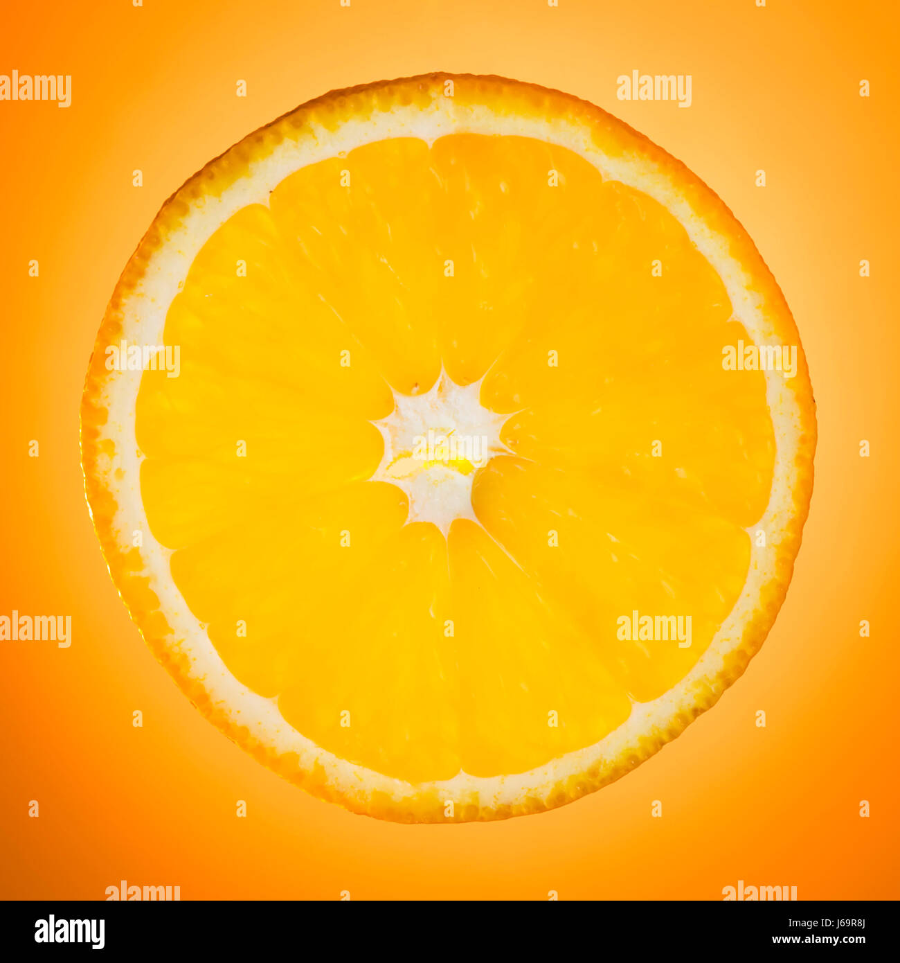 close sweet isolated fruit square sour up on juicy half orange slice ...