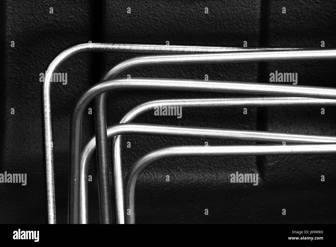 arrangement rail metal barrier element implement rod metallic curve crooked Stock Photo