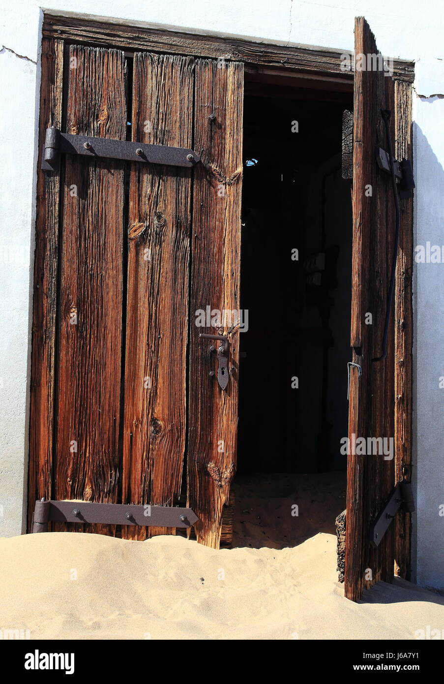 Namib Desert Double Door Weathered By Centuries Of Sand Blasting Stock Photo
