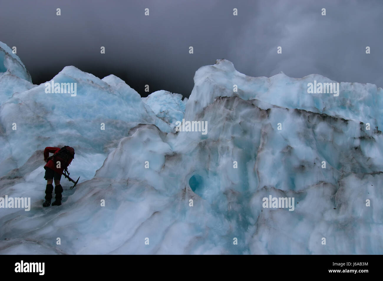 man in franz josef glacier new zealand Stock Photo