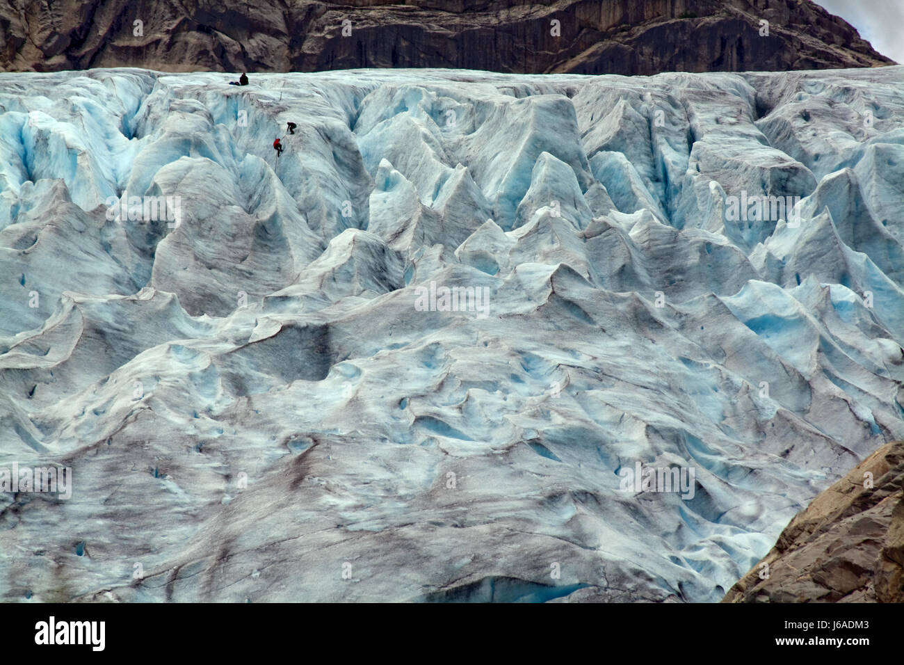 norway ice rise climb climbing ascend uphill tread clamber glacier climber snow Stock Photo
