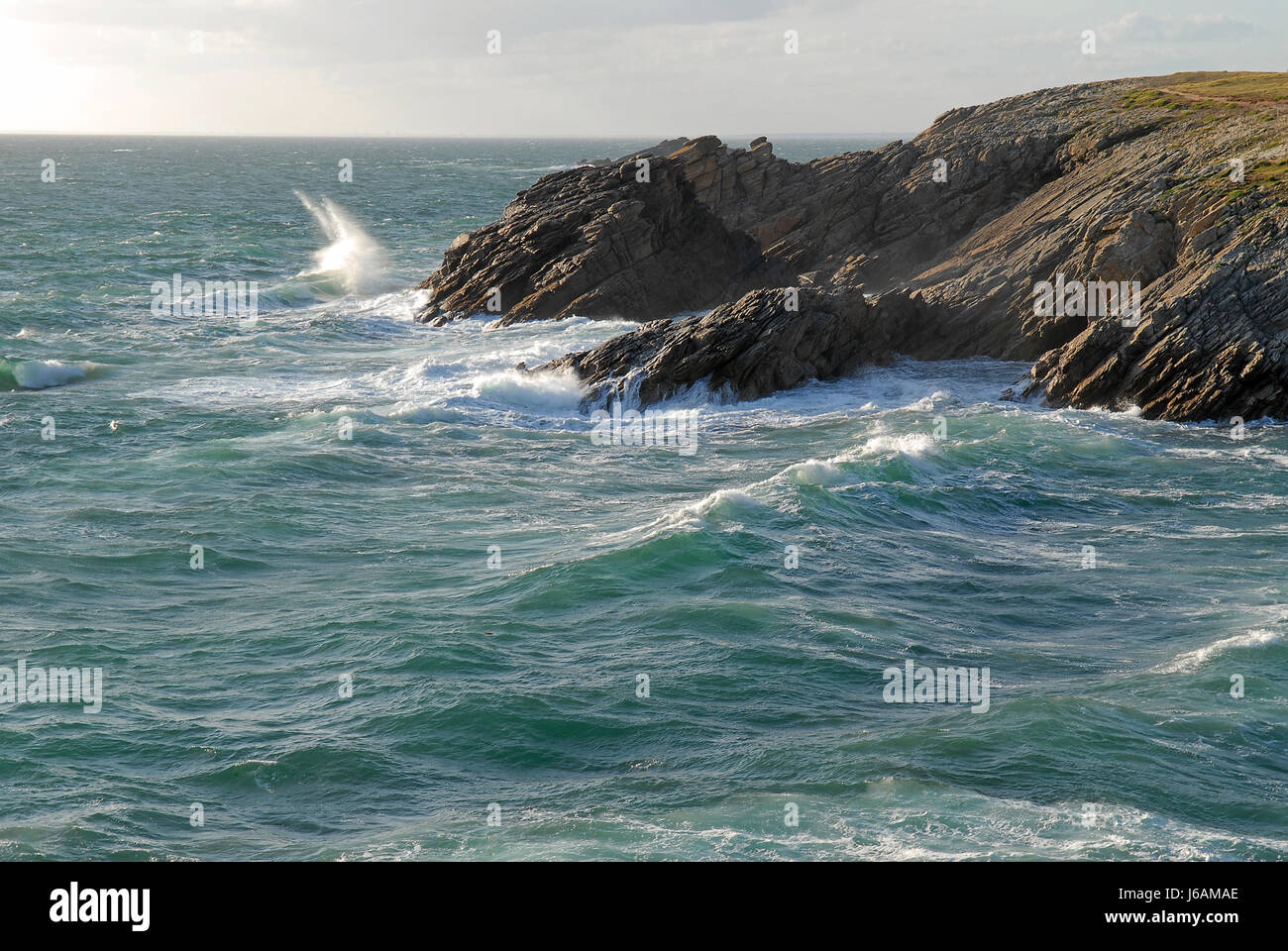 france brittany peninsula rough waves atlantic ocean salt water sea ...