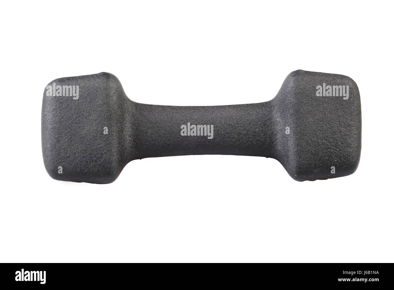 3 kg rubber dipped dark dumbbell, selective focus with Work Paths, Clipping paths Included. Stock Photo