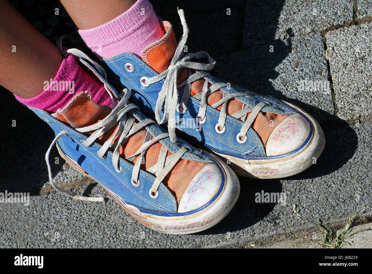 legs shoes sport sports run running runs children's footwear sport sports Stock Photo