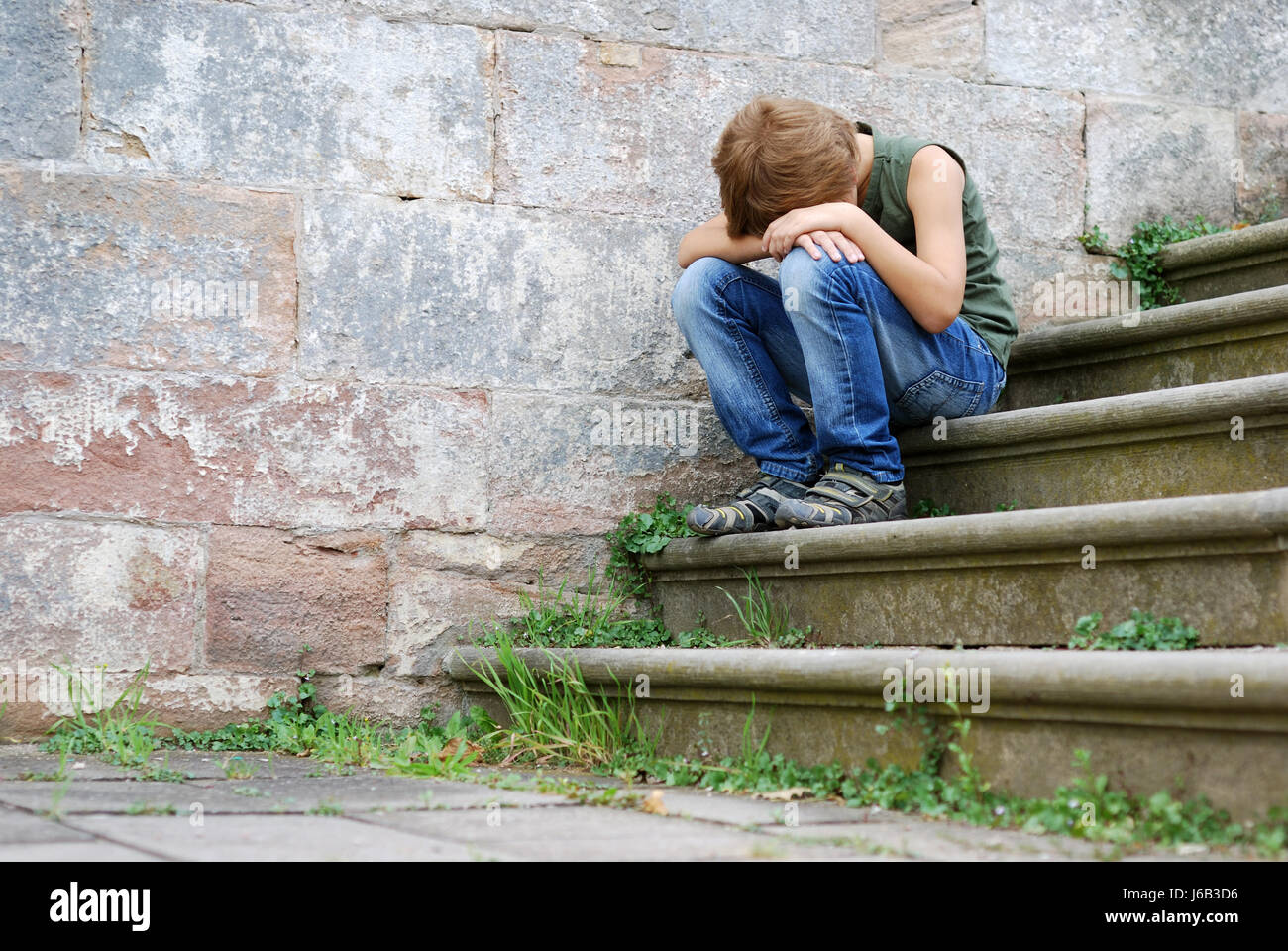 stairs sad helpless weep cry crying weeper weeping young younger alone