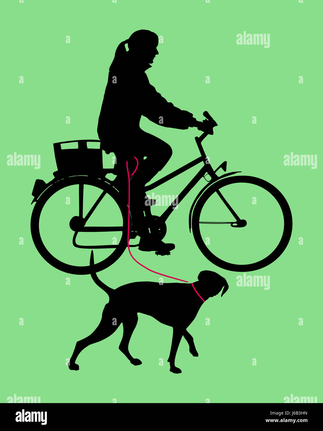 woman optional command wheel pet green human human being favor dog illustration Stock Photo