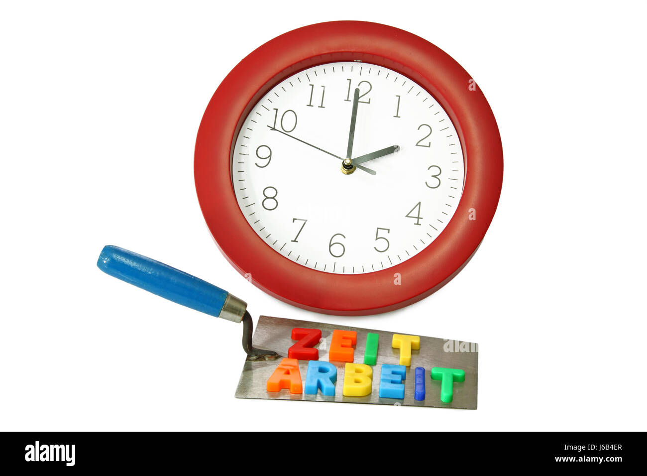 clock time time measurement brick trowel time-work short time clock tool time Stock Photo