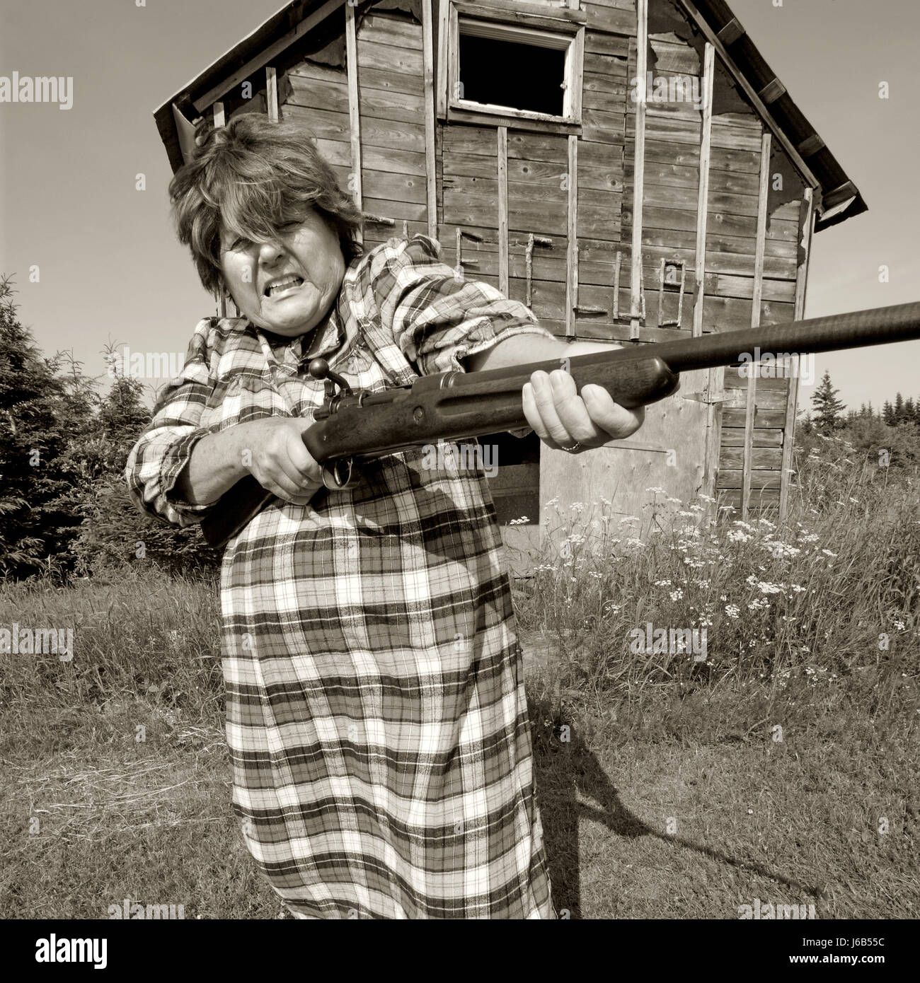 woman-sepia-rifle-arm-weapon-country-gun