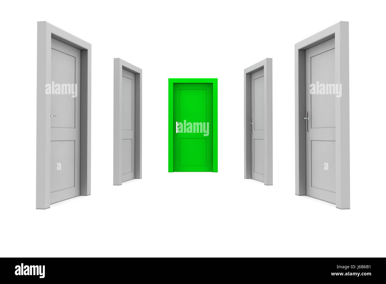 corridor entrance door closed open uncap grey gray green hall corridor object Stock Photo