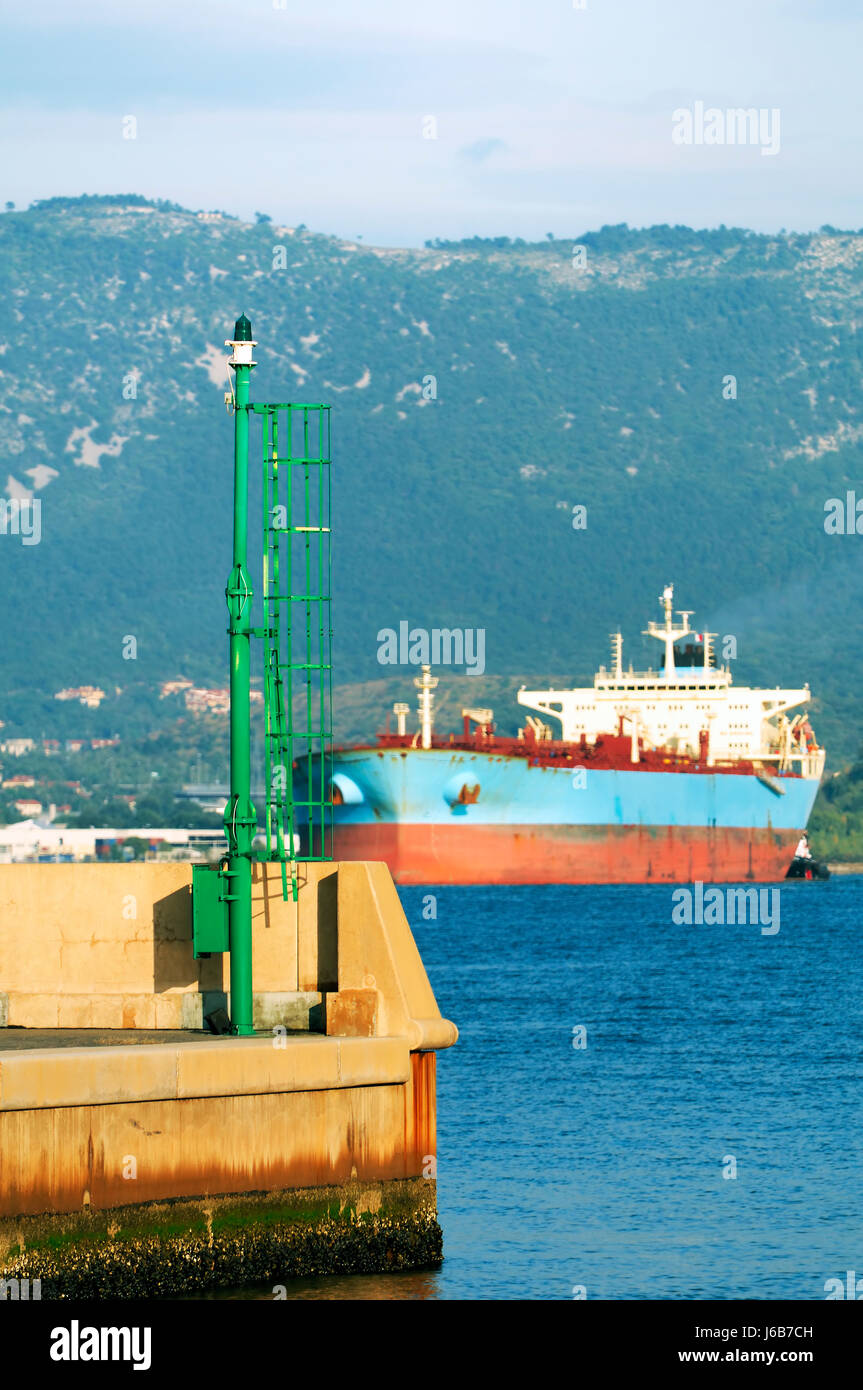 maritime transport boat shipment ship cargo salt water sea ocean water rowing Stock Photo