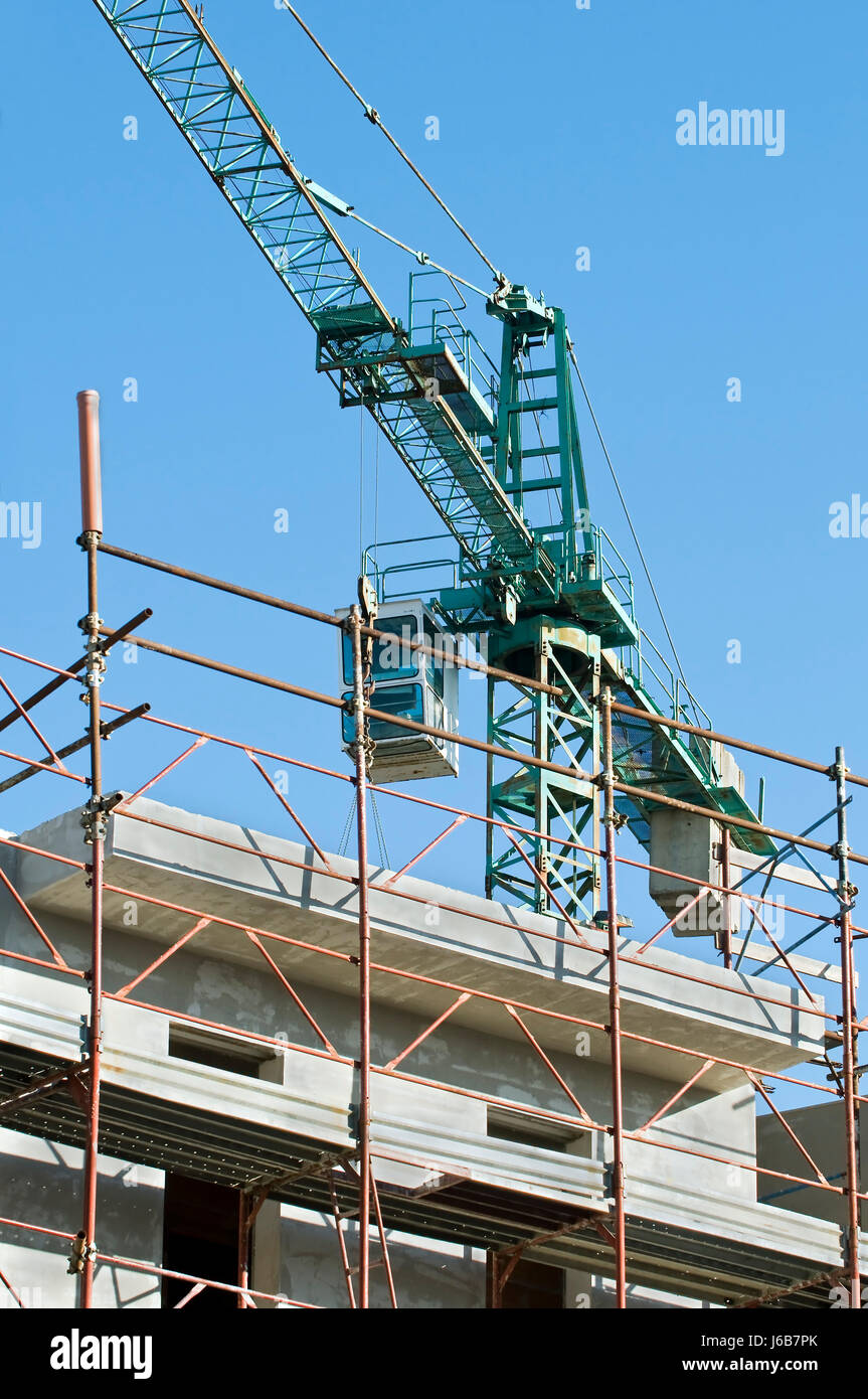 industry industrial new scaffold scaffolding building construction crane blue Stock Photo Alamy